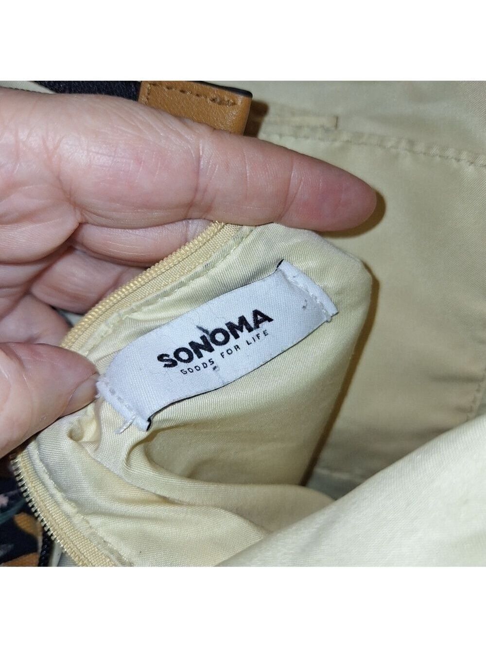 Floral Tote Bag Tan Straps - Picture 3 of 7